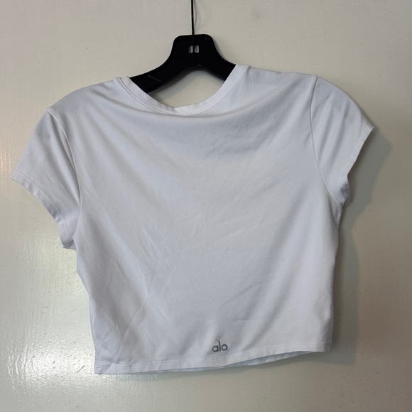 ALO Yoga White Crop Tee - Short Sleeve Crew - Picture 2 of 2